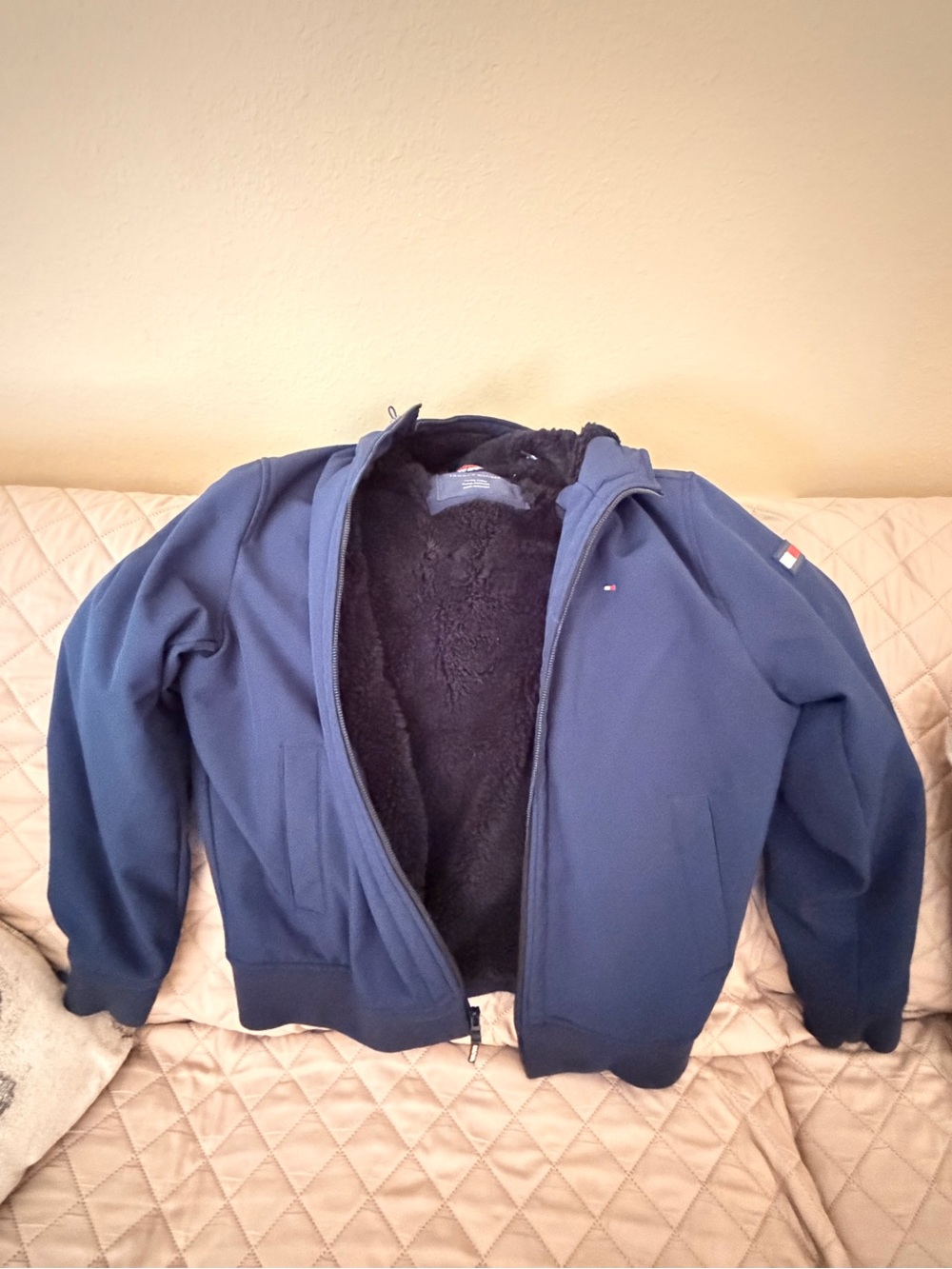 Tommy Hilfiger Navy Jacket with Black Sherpa Lining
